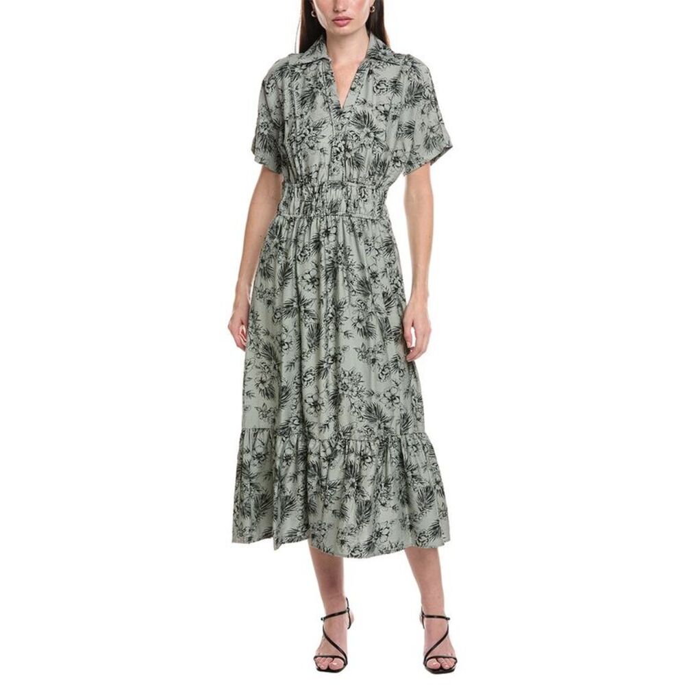 Maison Tara Womens Printed Stone Maxi Dress, Grey